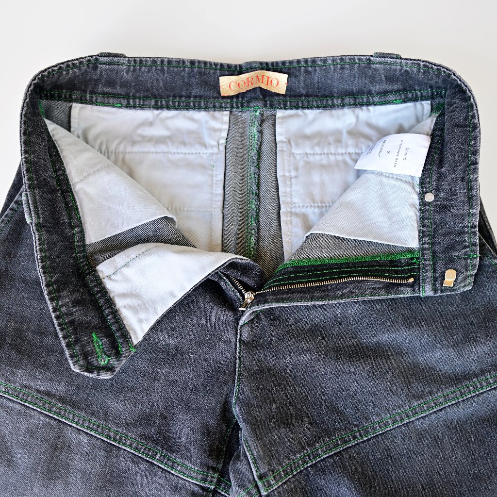 Cormio Made In Italy Panel Seam Wide Leg Denim Jeans Contrast Stitch Size S — image 4 of 8